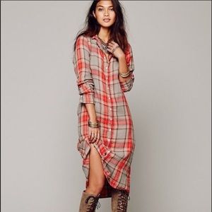 Free people CP shades orange flannel dress XS